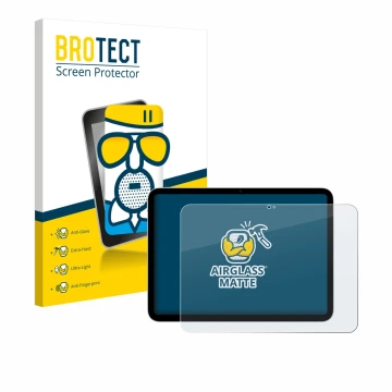 Vorderseite einer Produktverpackung mit dem Markenlogo BROTECT. Daneben ist das Gerät Apple iPad A16 11