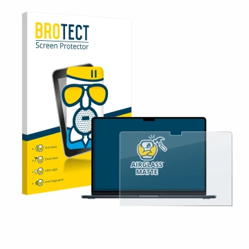 Vorderseite einer Produktverpackung mit dem Markenlogo BROTECT. Daneben ist das Gerät Apple MacBook Air 15