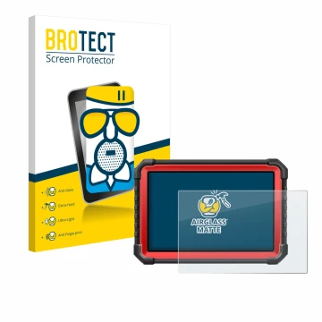 Vorderseite einer Produktverpackung mit dem Markenlogo BROTECT. Daneben ist das Gerät Launch X-431 PRO3S+ V5.0 mit dem zugehör