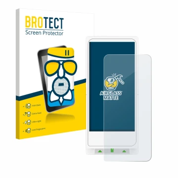 Vorderseite einer Produktverpackung mit dem Markenlogo BROTECT. Daneben ist das Gerät Clover Flex mit dem zugehörigen Displays