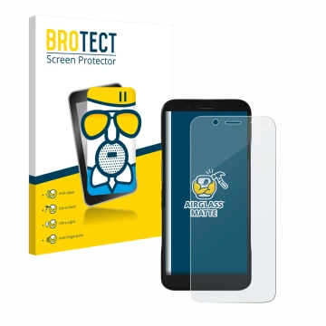 Vorderseite einer Produktverpackung mit dem Markenlogo BROTECT. Daneben ist das Gerät Datalogic Memor 12 mit dem zugehörigen D