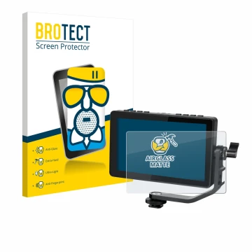 Vorderseite einer Produktverpackung mit dem Markenlogo BROTECT. Daneben ist das Gerät Feelworld F5 PROX 5,5