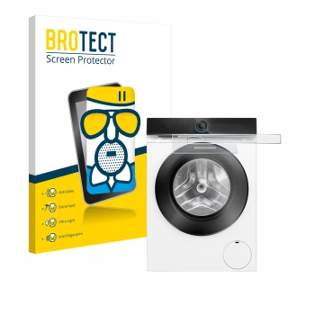 Vorderseite einer Produktverpackung mit dem Markenlogo BROTECT. Daneben ist das Gerät Siemens WG56B2041 IQ700 Touchdisplay mit