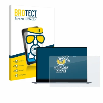 Vorderseite einer Produktverpackung mit dem Markenlogo BROTECT. Daneben ist das Gerät Samsung Galaxy Book4 15.6