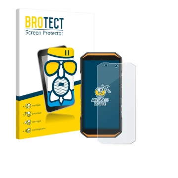 Vorderseite einer Produktverpackung mit dem Markenlogo BROTECT. Daneben ist das Gerät Ulefone Armor X32 mit dem zugehörigen Di