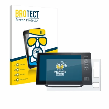 Vorderseite einer Produktverpackung mit dem Markenlogo BROTECT. Daneben ist das Gerät Humminbird Xplore 12 mit dem zugehörigen