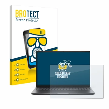 Vorderseite einer Produktverpackung mit dem Markenlogo BROTECT. Daneben ist das Gerät Dell Pro 16 PC16250 mit dem zugehörigen 