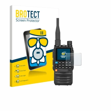 Vorderseite einer Produktverpackung mit dem Markenlogo BROTECT. Daneben ist das Gerät Tidradio TD-H3 mit dem zugehörigen Displ