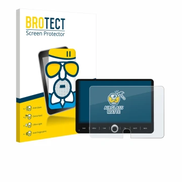 Vorderseite einer Produktverpackung mit dem Markenlogo BROTECT. Daneben ist das Gerät Dynavin D9-JP Plus 10.1