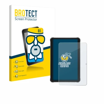 Vorderseite einer Produktverpackung mit dem Markenlogo BROTECT. Daneben ist das Gerät Hotwav R10 Pro mit dem zugehörigen Displ