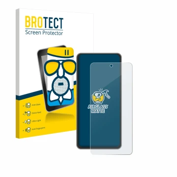 Vorderseite einer Produktverpackung mit dem Markenlogo BROTECT. Daneben ist das Gerät realme GT 7T mit dem zugehörigen Display