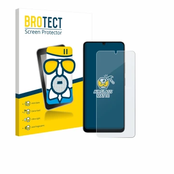 Vorderseite einer Produktverpackung mit dem Markenlogo BROTECT. Daneben ist das Gerät Doogee Note 59 Pro mit dem zugehörigen D