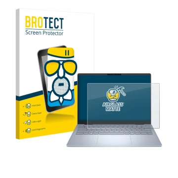 Vorderseite einer Produktverpackung mit dem Markenlogo BROTECT. Daneben ist das Gerät Dell 14 Plus Laptop mit dem zugehörigen 
