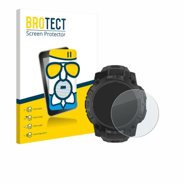 Vorderseite einer Produktverpackung mit dem Markenlogo BROTECT. Daneben ist das Gerät Garmin Instinct 3 Solar Tactical Edition