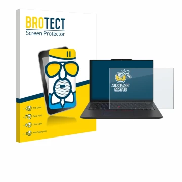 Vorderseite einer Produktverpackung mit dem Markenlogo BROTECT. Daneben ist das Gerät Lenovo ThinkPad X13 Gen 6 mit dem zugehö