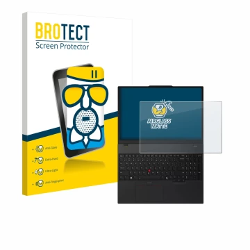 Vorderseite einer Produktverpackung mit dem Markenlogo BROTECT. Daneben ist das Gerät Lenovo ThinkPad T16 Gen 4 mit dem zugehö