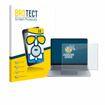 Vorderseite einer Produktverpackung mit dem Markenlogo BROTECT. Daneben ist das Gerät Microsoft Surface Laptop 13