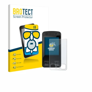 Vorderseite einer Produktverpackung mit dem Markenlogo BROTECT. Daneben ist das Gerät Bosch Kiox 400C mit dem zugehörigen Disp