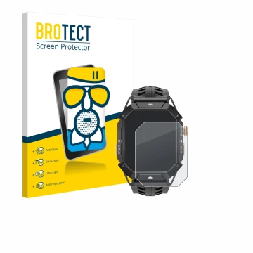 Vorderseite einer Produktverpackung mit dem Markenlogo BROTECT. Daneben ist das Gerät Oukitel BT80 mit dem zugehörigen Display