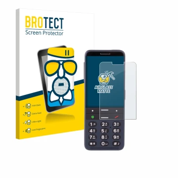 Vorderseite einer Produktverpackung mit dem Markenlogo BROTECT. Daneben ist das Gerät BlindShell Classic 3 mit dem zugehörigen