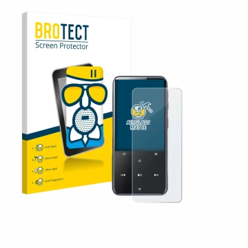 Vorderseite einer Produktverpackung mit dem Markenlogo BROTECT. Daneben ist das Gerät AGPtek M3 mit dem zugehörigen Displaysch