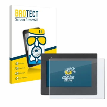 Vorderseite einer Produktverpackung mit dem Markenlogo BROTECT. Daneben ist das Gerät Weintek cMT2078x mit dem zugehörigen Dis