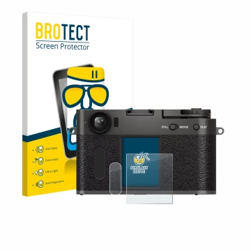 Vorderseite einer Produktverpackung mit dem Markenlogo BROTECT. Daneben ist das Gerät Fujifilm X Half X-HF1 mit dem zugehörige