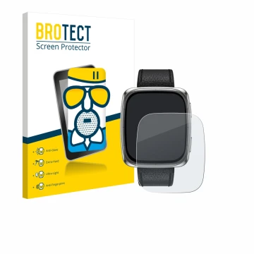 Vorderseite einer Produktverpackung mit dem Markenlogo BROTECT. Daneben ist das Gerät Amazfit Active 2 (rechteckig) mit dem zu