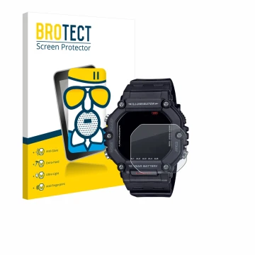 Vorderseite einer Produktverpackung mit dem Markenlogo BROTECT. Daneben ist das Gerät Casio AE-1600H mit dem zugehörigen Displ