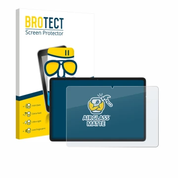 Vorderseite einer Produktverpackung mit dem Markenlogo BROTECT. Daneben ist das Gerät Tabwee RM2025 10.1