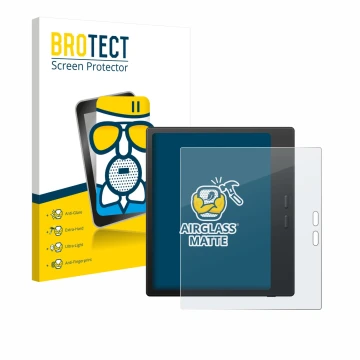 Vorderseite einer Produktverpackung mit dem Markenlogo BROTECT. Daneben ist das Gerät Boox Go Color 7 Gen II mit dem zugehörig