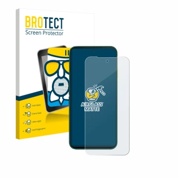 Vorderseite einer Produktverpackung mit dem Markenlogo BROTECT. Daneben ist das Gerät Fairphone 6 mit dem zugehörigen Displays