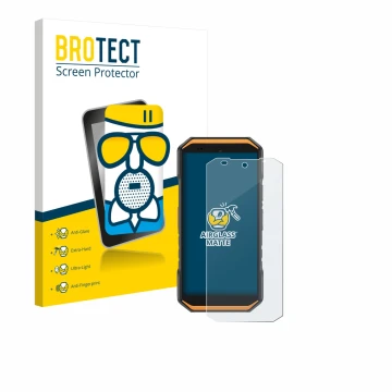 Vorderseite einer Produktverpackung mit dem Markenlogo BROTECT. Daneben ist das Gerät Ulefone Armor X32 Pro mit dem zugehörige