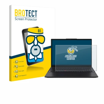 Vorderseite einer Produktverpackung mit dem Markenlogo BROTECT. Daneben ist das Gerät Lenovo ThinkPad L16 Gen 2 mit dem zugehö