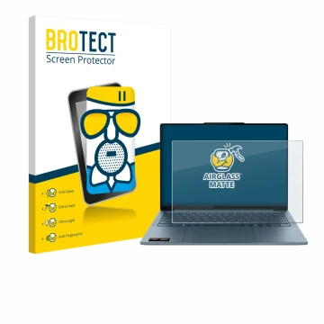 Vorderseite einer Produktverpackung mit dem Markenlogo BROTECT. Daneben ist das Gerät Lenovo Yoga Slim 7 Gen 10 14