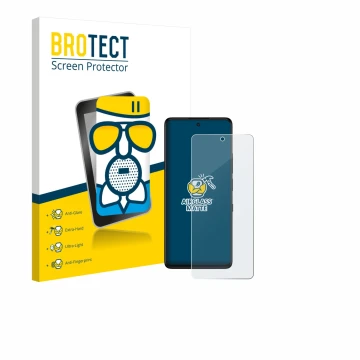 Vorderseite einer Produktverpackung mit dem Markenlogo BROTECT. Daneben ist das Gerät TCL 50 Pro NXTPaper 5G mit dem zugehörig