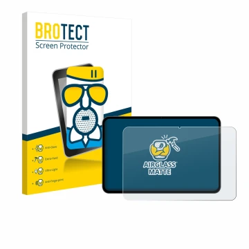 Vorderseite einer Produktverpackung mit dem Markenlogo BROTECT. Daneben ist das Gerät Teclast T65 mit dem zugehörigen Displays