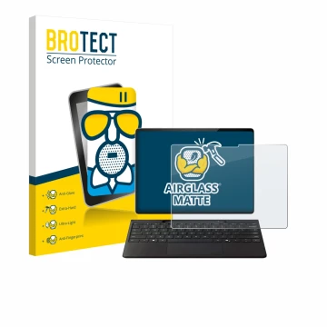 Vorderseite einer Produktverpackung mit dem Markenlogo BROTECT. Daneben ist das Gerät Microsoft Surface Pro Copilot+ 13