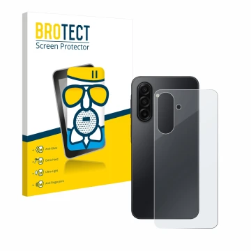 Vorderseite einer Produktverpackung mit dem Markenlogo BROTECT. Daneben ist das Gerät Samsung Galaxy A17 5G (Rückseite) mit de