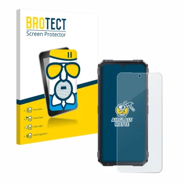 Vorderseite einer Produktverpackung mit dem Markenlogo BROTECT. Daneben ist das Gerät Cubot King Kong 11 mit dem zugehörigen D