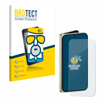 Vorderseite einer Produktverpackung mit dem Markenlogo BROTECT. Daneben ist das Gerät Google Pixel 10 Pro Fold mit dem zugehör