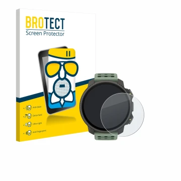 Vorderseite einer Produktverpackung mit dem Markenlogo BROTECT. Daneben ist das Gerät Suunto Vertical 2 mit dem zugehörigen Di