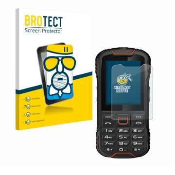 Vorderseite einer Produktverpackung mit dem Markenlogo BROTECT. Daneben ist das Gerät Gigaset GLX8 mit dem zugehörigen Display