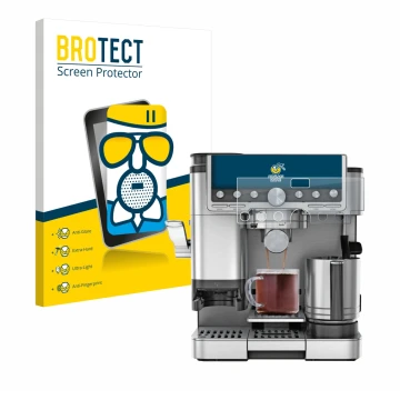 Vorderseite einer Produktverpackung mit dem Markenlogo BROTECT. Daneben ist das Gerät Ninja Luxe Cafe Pro ES701EU mit dem zuge