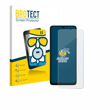 Vorderseite einer Produktverpackung mit dem Markenlogo BROTECT. Daneben ist das Gerät Motorola Moto G06 mit dem zugehörigen Di