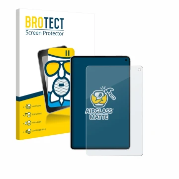 Vorderseite einer Produktverpackung mit dem Markenlogo BROTECT. Daneben ist das Gerät Huawei MatePad Mini mit dem zugehörigen 