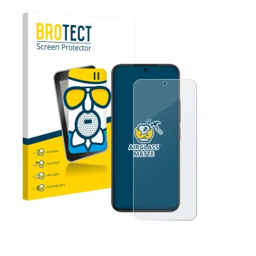 Vorderseite einer Produktverpackung mit dem Markenlogo BROTECT. Daneben ist das Gerät Nubia Air mit dem zugehörigen Displaysch