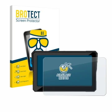 Vorderseite einer Produktverpackung mit dem Markenlogo BROTECT. Daneben ist das Gerät Carpuride W702RS Pro 7