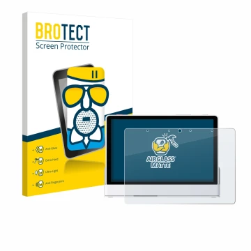 Vorderseite einer Produktverpackung mit dem Markenlogo BROTECT. Daneben ist das Gerät eufy Smart Display E10 mit dem zugehörig