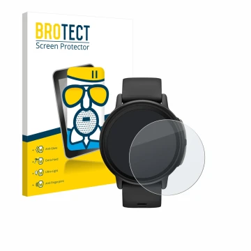 Vorderseite einer Produktverpackung mit dem Markenlogo BROTECT. Daneben ist das Gerät Garmin Bounce 2 mit dem zugehörigen Disp